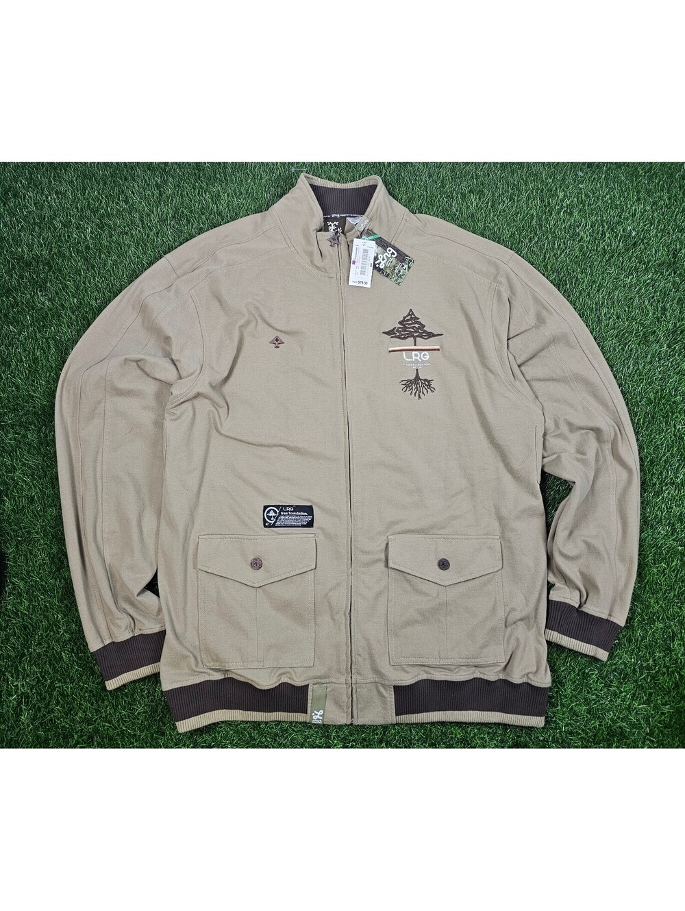 NWT LRG Lifted Research Group full zip jacket tan brown size 2XL